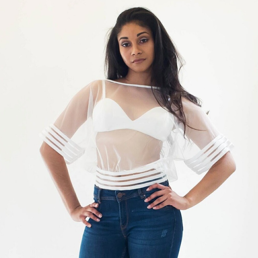White Mesh Top w/ Bralette